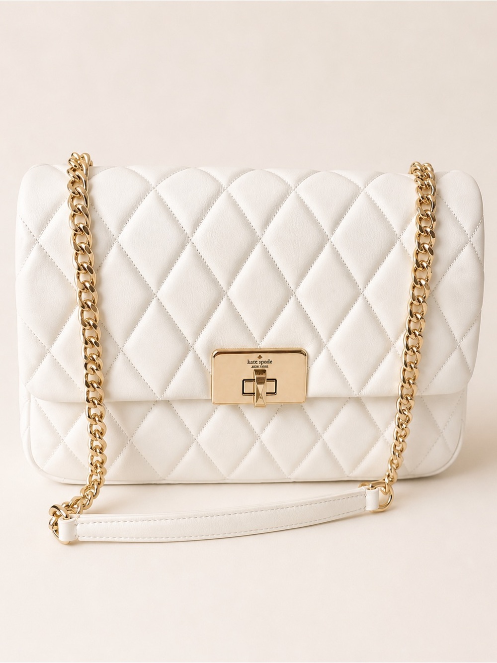 ♠️ Kate Spade Carey Quilted Medium Flap Shoulder Bag, Meringue NWT